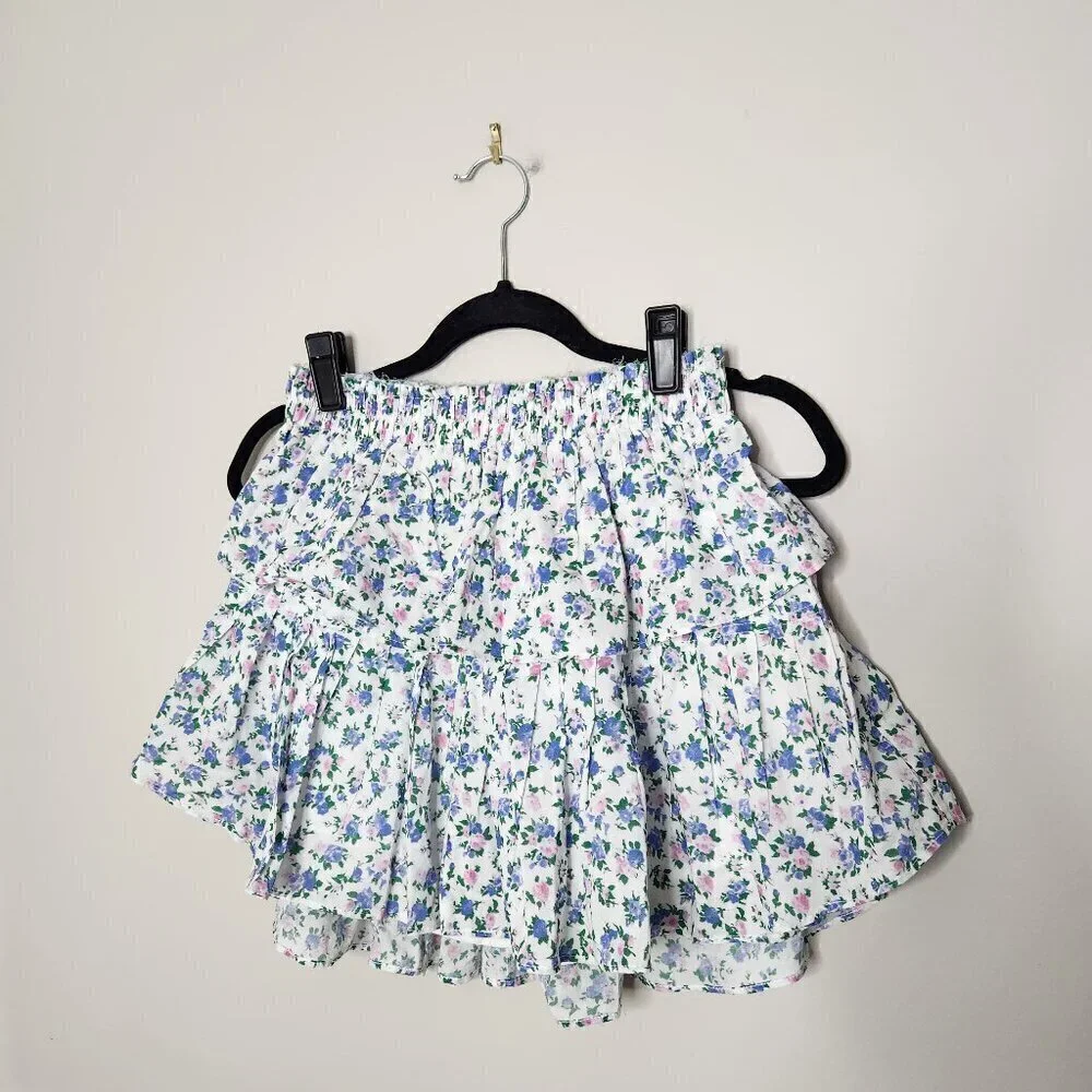 LOVESHACKFANCY Blue Floral Blue Jay Song Mini Skirt